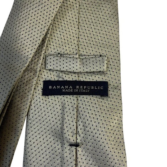 Banana Republic Mens Silk Tie Beige Black Polka Dot Design Made In Italy 3.75" w - Picture 4 of 7